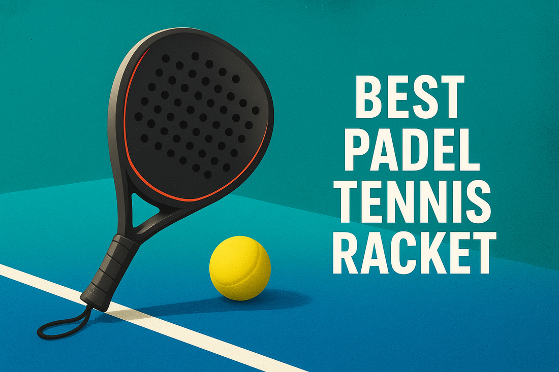 Padel tennis racket with ball on court