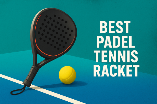 Padel tennis racket with ball on court