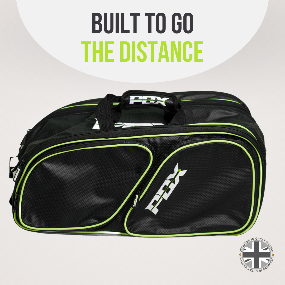 pdx padel racket bag black with lemon green trim