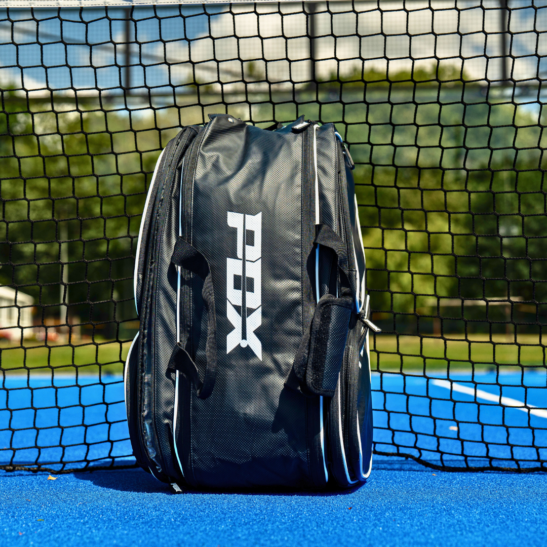 pdx padel racket bag black with white trim