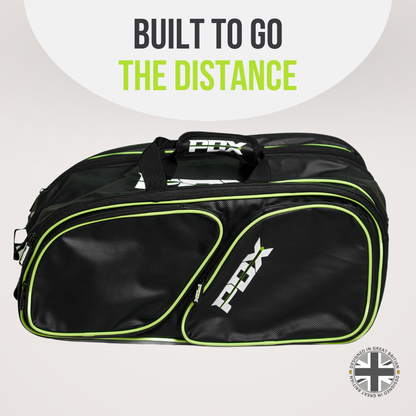 pdx padel racket bag black with lemon green trim