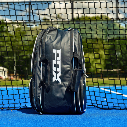 pdx padel racket bag black with white trim